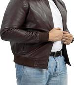 men's brown lambskin leather jacket classic zip up style timeless