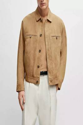 men's yellow lambskin leather jacket classic zip up style 1