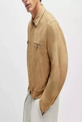 men's yellow lambskin leather jacket classic zip up style 3