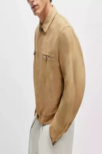 men's yellow lambskin leather jacket classic zip up style