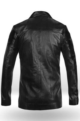 men's black lambskin leather jacket classic button front style 2