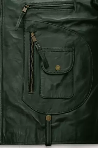 men's dark green lambskin leather biker jacket classic moto zip