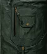 men's dark green lambskin leather biker jacket classic moto zip