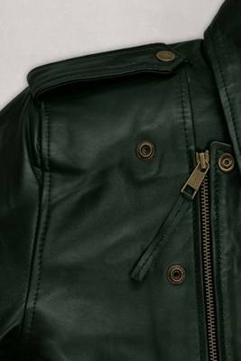 men's dark green lambskin leather biker jacket classic moto zip 2
