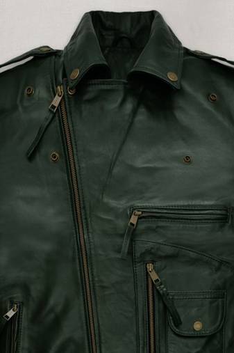 men's dark green lambskin leather biker jacket classic moto zip