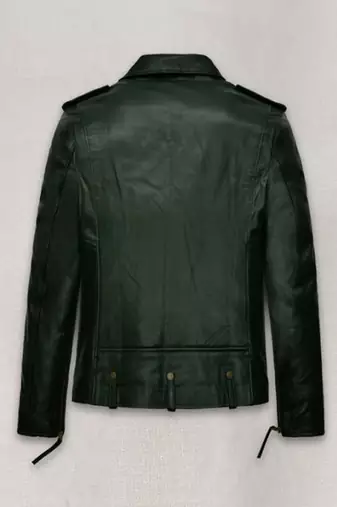 men's dark green lambskin leather biker jacket classic moto zip