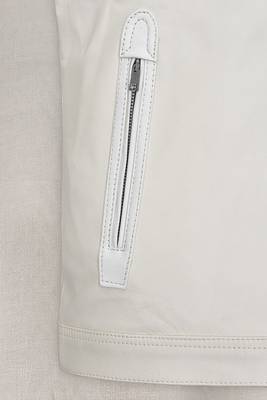 men's white lambskin leather jacket classic zip up style genuine 2