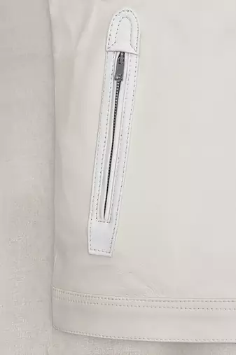 men's white lambskin leather jacket classic zip up style genuine