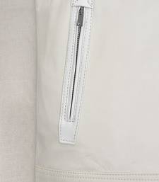 men’s white stairght  chain  leather jacket piping collar  jason statham,style