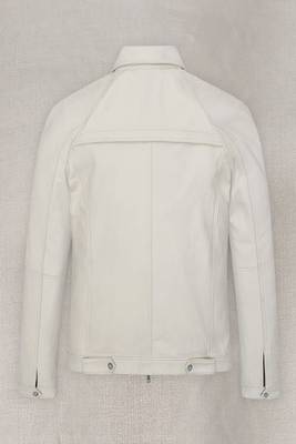 men's white lambskin leather jacket classic zip up style genuine 3
