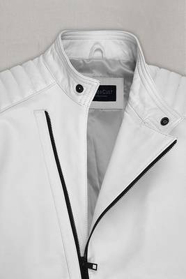 men's white lambskin leather biker jacket premium quilted design premium 2