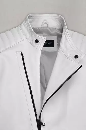 men's white lambskin leather biker jacket premium quilted design premium