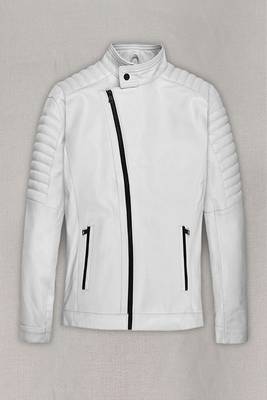 men's white lambskin leather biker jacket premium quilted design premium 3
