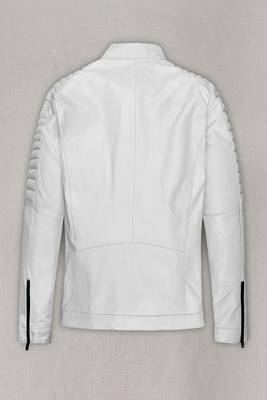 men's white lambskin leather biker jacket premium quilted design premium 4