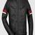 Men’s black leather bomber jacket –red & white stip & zip-up slim fit biker jacket