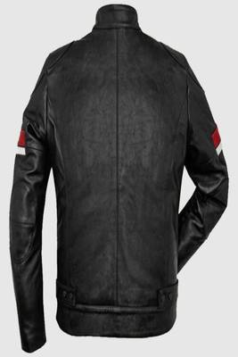 men's white lambskin leather bomber jacket ribbed cuffs and waist 2