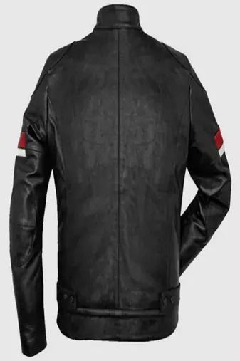 men's white lambskin leather bomber jacket ribbed cuffs and waist