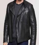 men's black lambskin cafe racer jacket stand up collar style premium