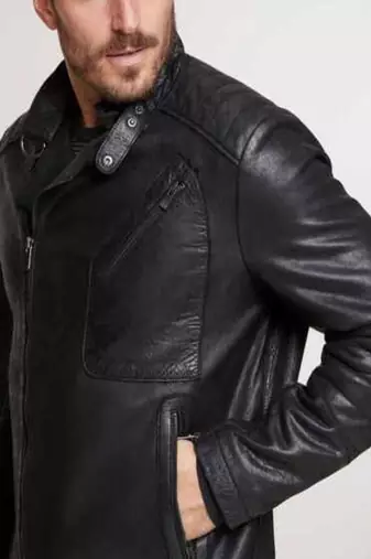men's black lambskin cafe racer jacket stand up collar style premium