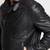 Men’s genuine leather jacket black  – slim fit stand collar cafe racer style