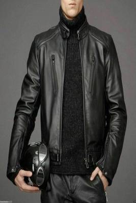 men's black lambskin cafe racer jacket band collar racer style refined 1