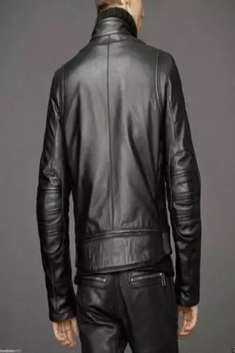 men's black lambskin cafe racer jacket band collar racer style refined