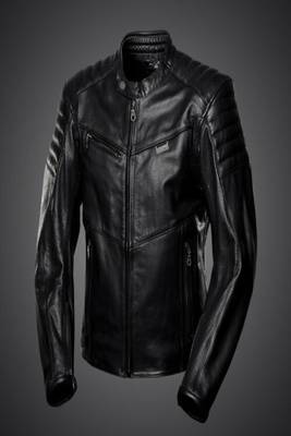 men's black lambskin leather biker jacket quilted shoulder detailing 1