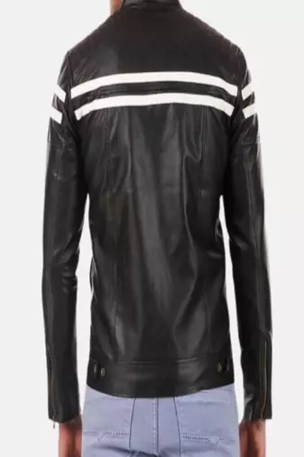 men's white lambskin leather jacket classic zip up style superior