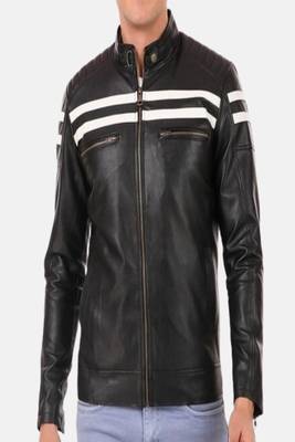 men's white lambskin leather jacket classic zip up style superior 4