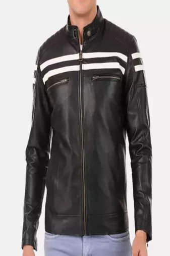 men's white lambskin leather jacket classic zip up style superior
