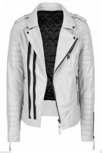 Men’s handcrafted black leather biker jacket – multi-pocket style