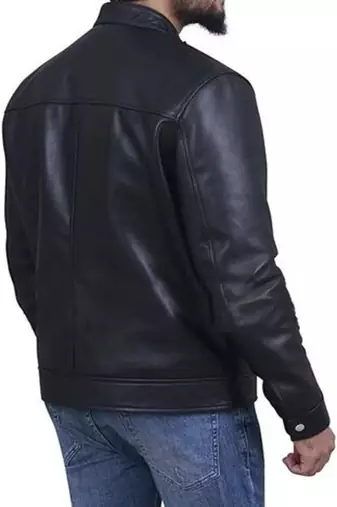 men's white lambskin leather jacket classic zip up style elegant