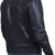men’s black leather jacket – red & white strip straight chain zip pocket