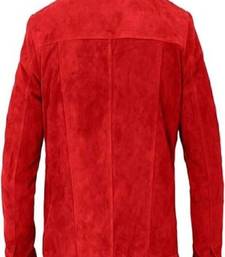 mens red suede leather jacket –button front outerwear