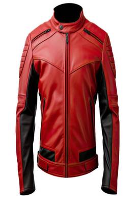men's red premium lambskin leather jacket quilted shoulder detailing 1