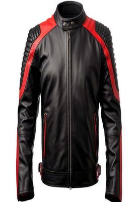 men's red lambskin leather jacket classic zip up style 1