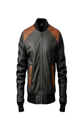 Men’s black leather motorcycle jacket – classic moto biker 2 pocket style