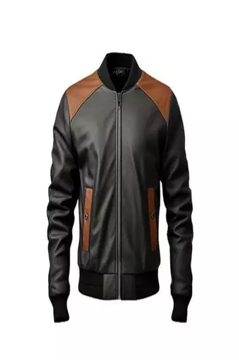 Men’s black leather motorcycle jacket – classic moto biker 2 pocket style