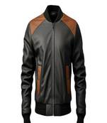 Men’s black leather motorcycle jacket – classic moto biker 2 pocket style