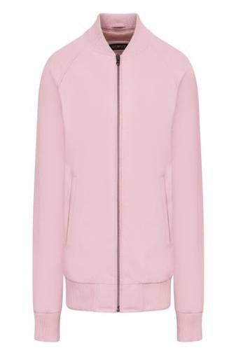 men's pink lambskin leather bomber jacket ribbed cuffs and waist