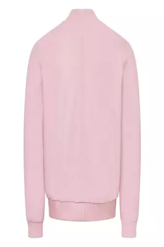 men's pink lambskin leather bomber jacket ribbed cuffs and waist