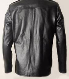 Men’s bllack leather biker jacket – slim fit racer 4 pocket design