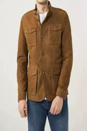 men pure suede genuine leather jacket lambskin winter vintage motorcycle biker style