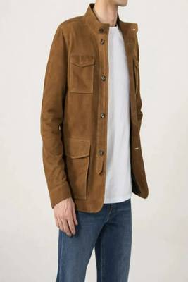 men's genuine suede leather biker jacket vintage inspired look 3