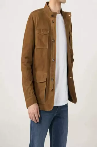 men's genuine suede leather biker jacket vintage inspired look