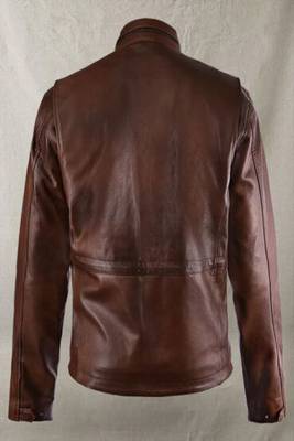 men's brown lambskin leather trucker jacket classic button front style premium 2