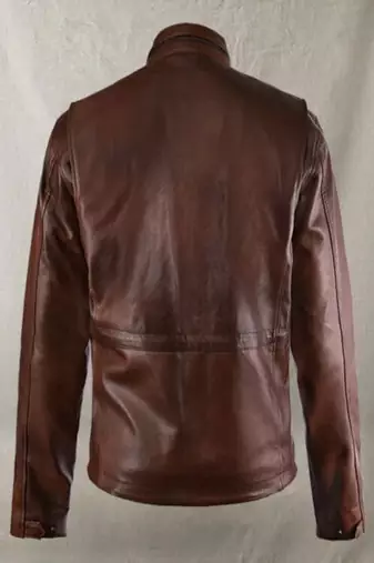 men's brown lambskin leather trucker jacket classic button front style premium