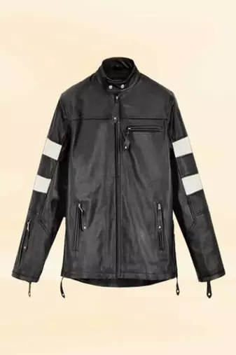 men's black lambskin leather biker jacket classic moto zip style exclusive timeless