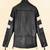 Men’s black lambskin leather biker jacket  rib chain design