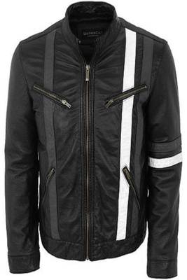men's white lambskin leather biker jacket classic moto zip style versatile 1